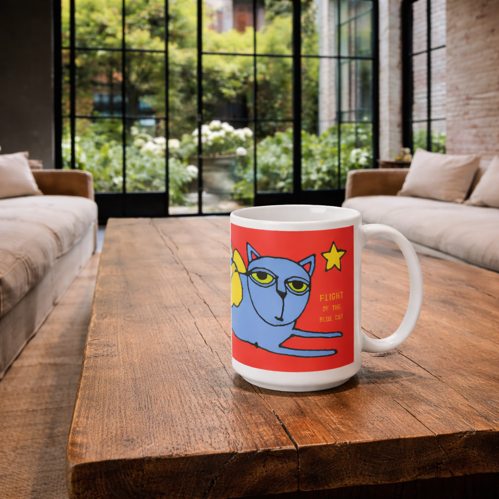 Flight of the Blue Cat 15 oz mug