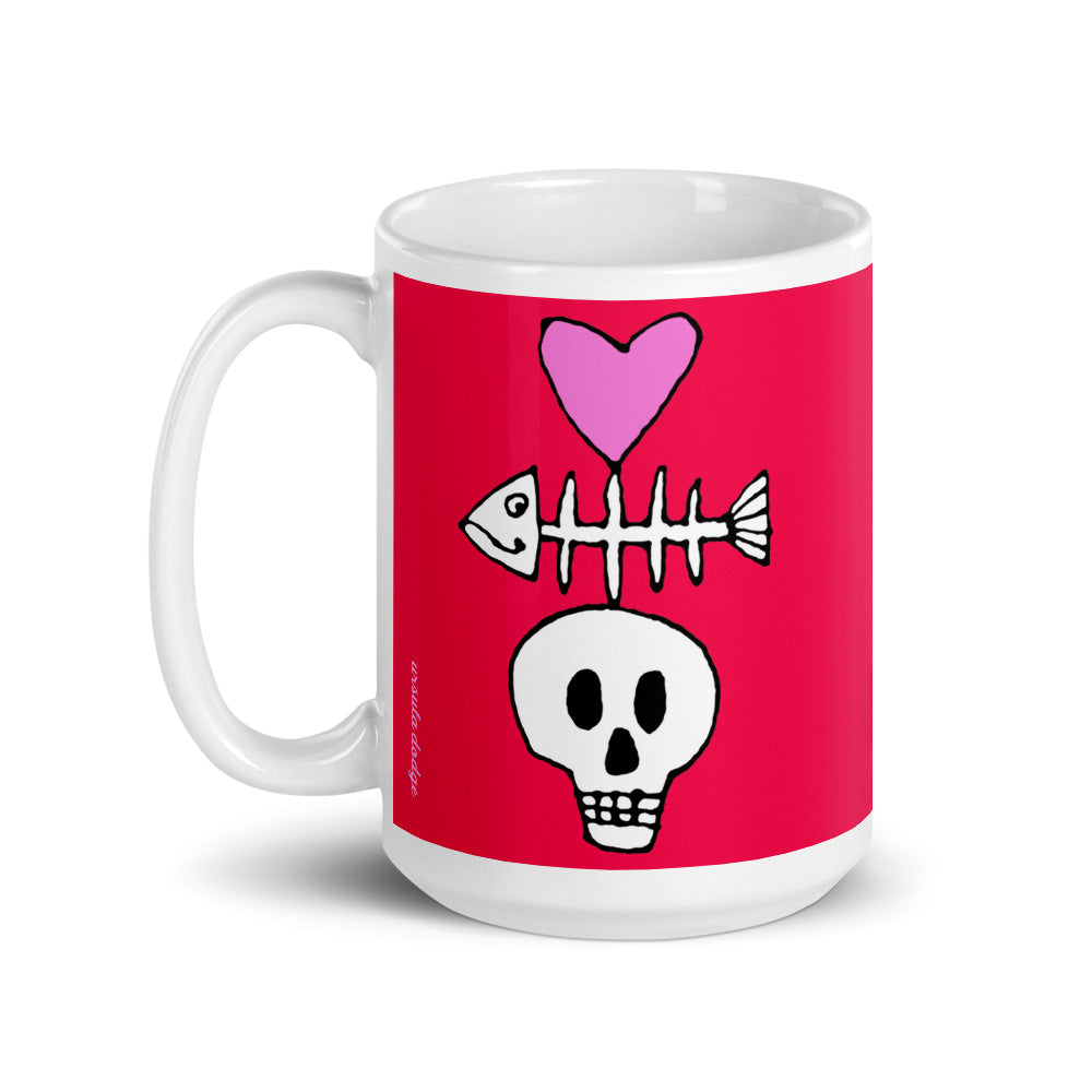 Fish Bone Heart 15 oz mug