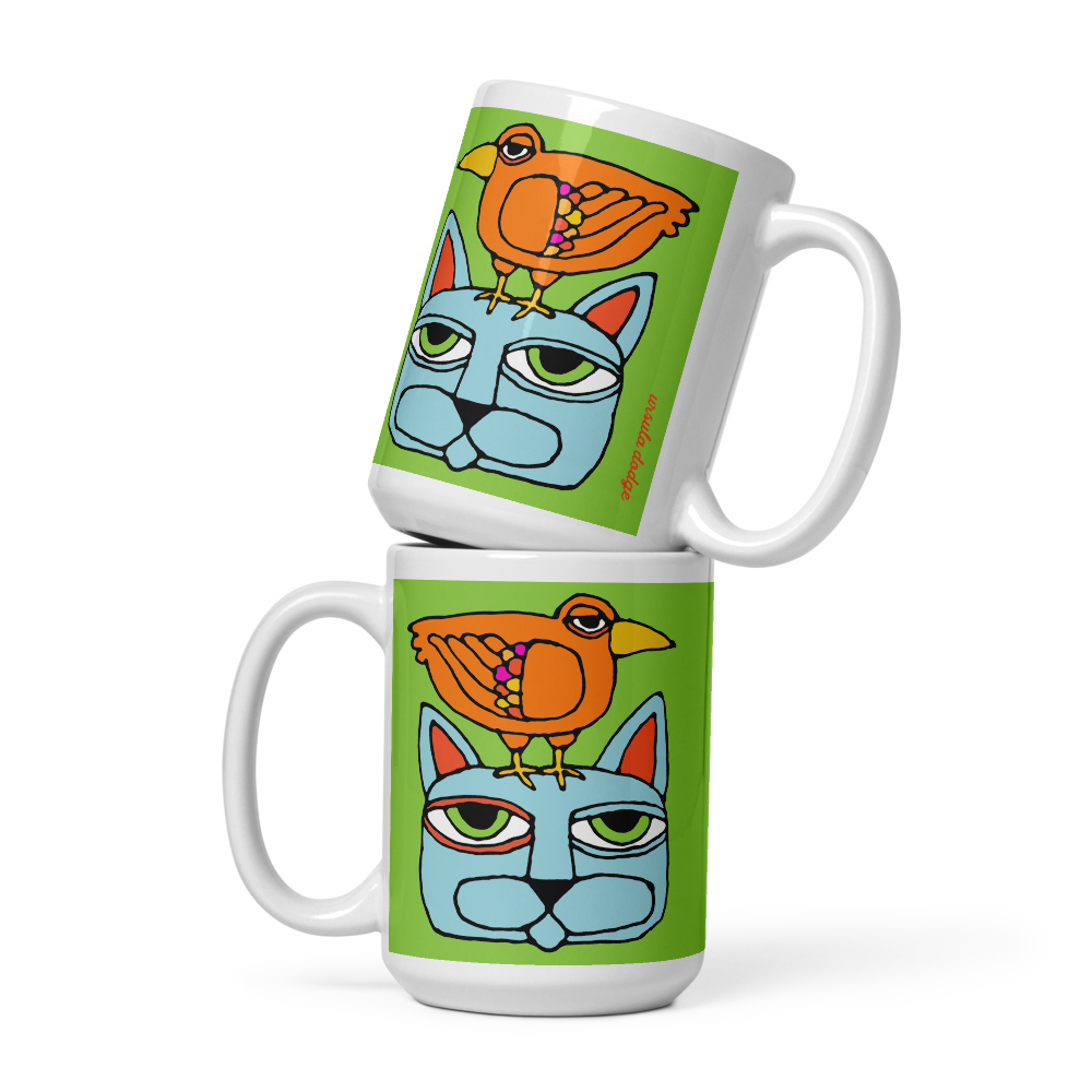 Cat Bird Totem 15 oz mug