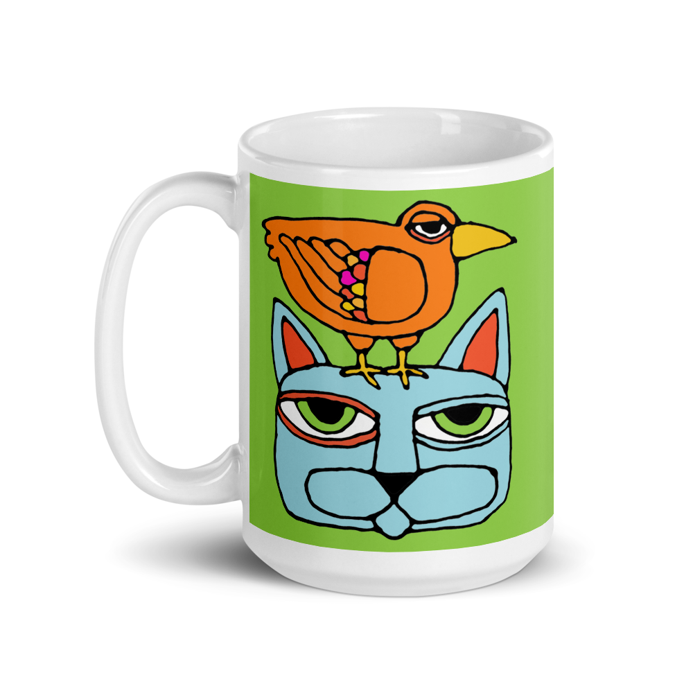 Cat Bird Totem 15 oz mug