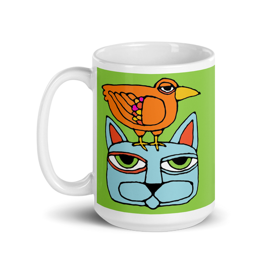 Cat Bird Totem 15 oz mug