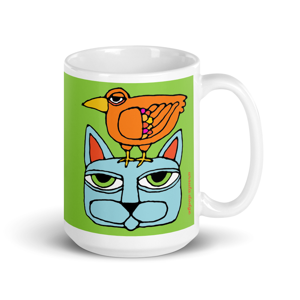Cat Bird Totem 15 oz mug